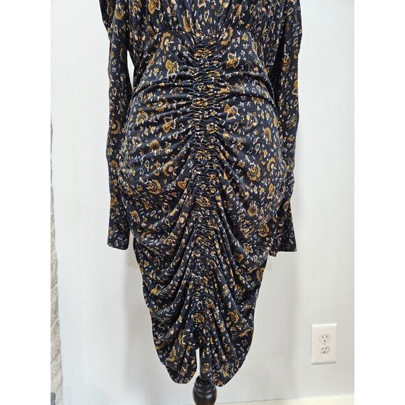 Veronica Beard Greta Dress, Ruched Bottom, Sexy,  Black -Multi Color Sz L - Picture 6 of 15